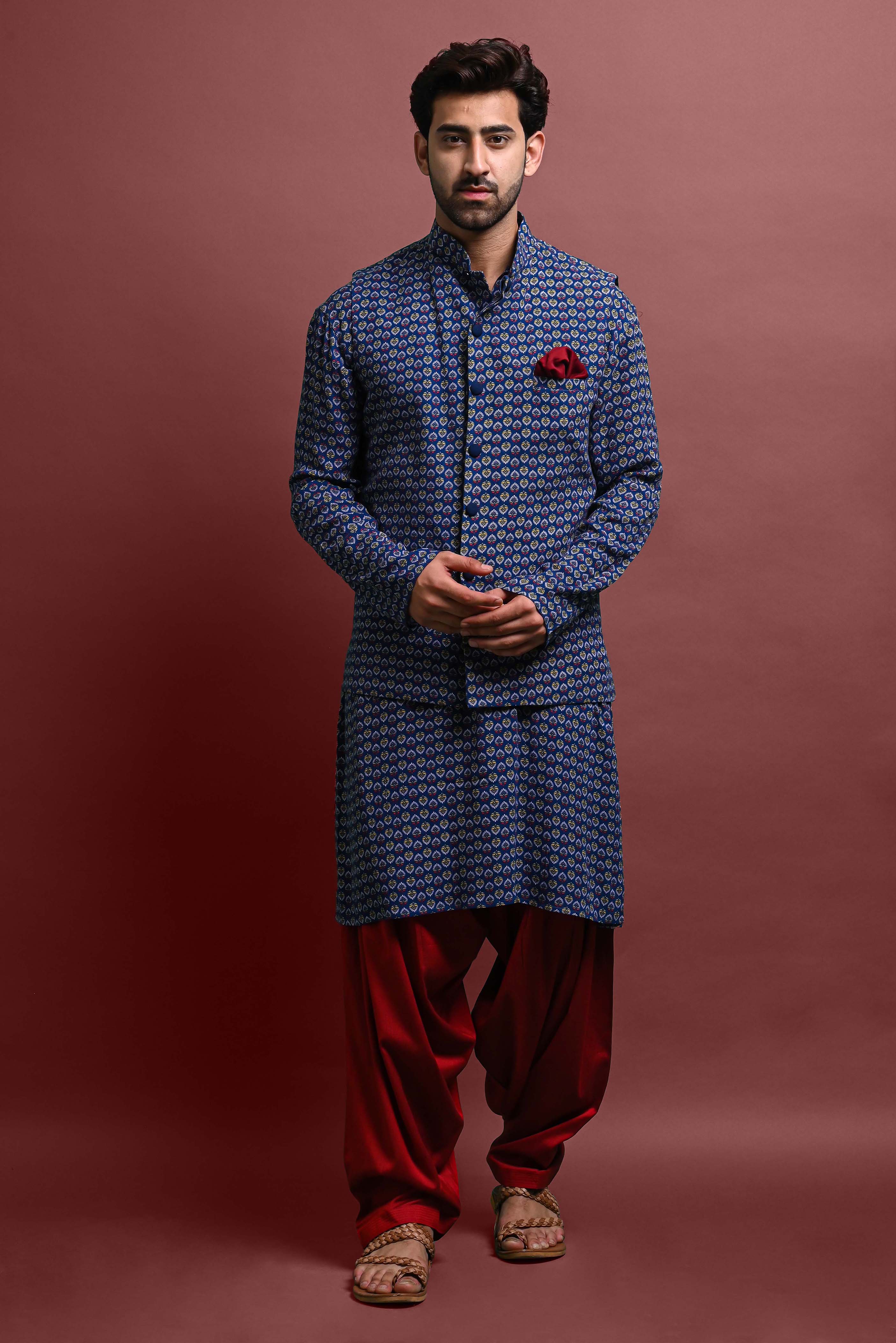 Kurta Patiala With Jacket Set For Men Vesham Retails