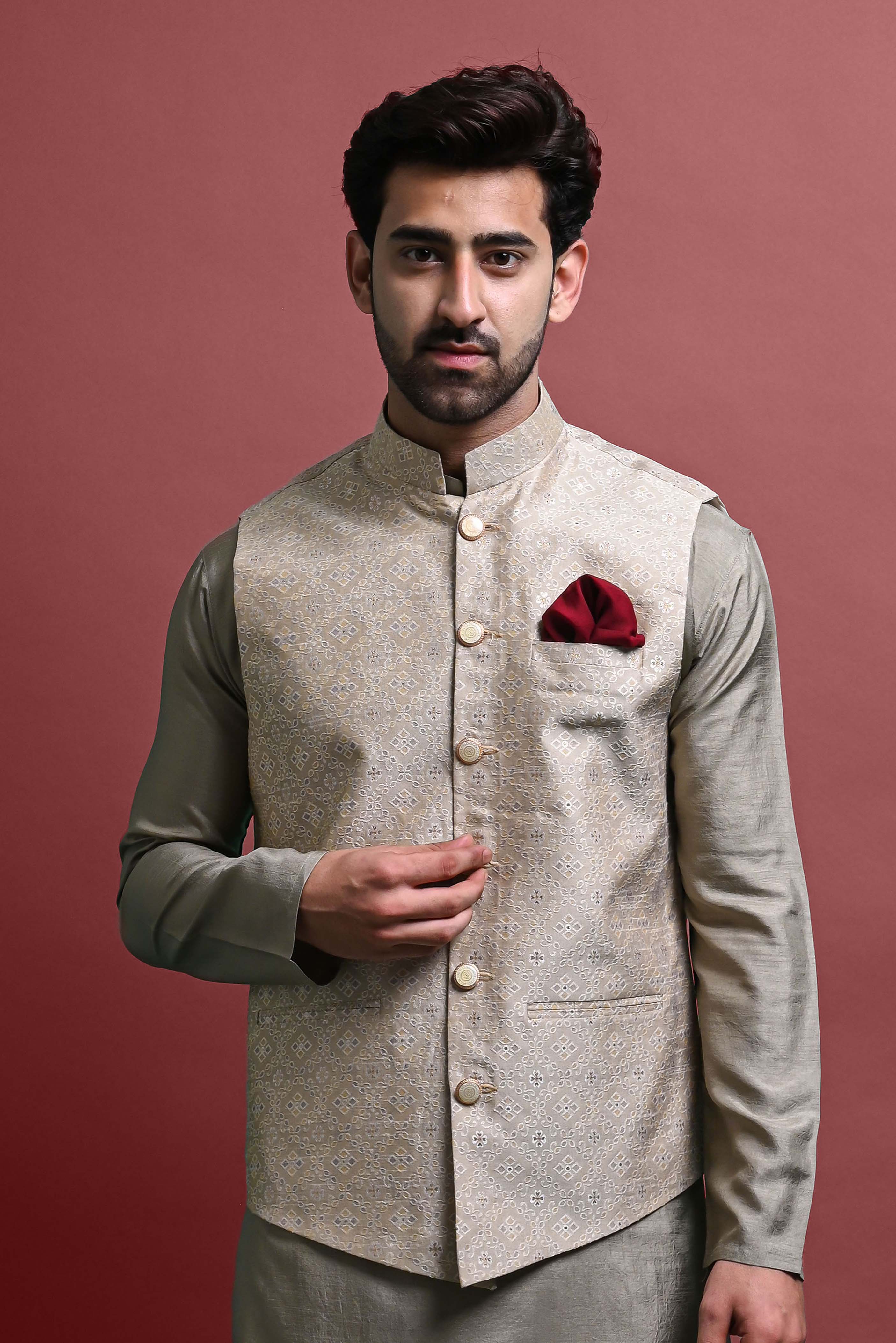 Kurta Churidar With Jacket Set For Men Vesham Retails