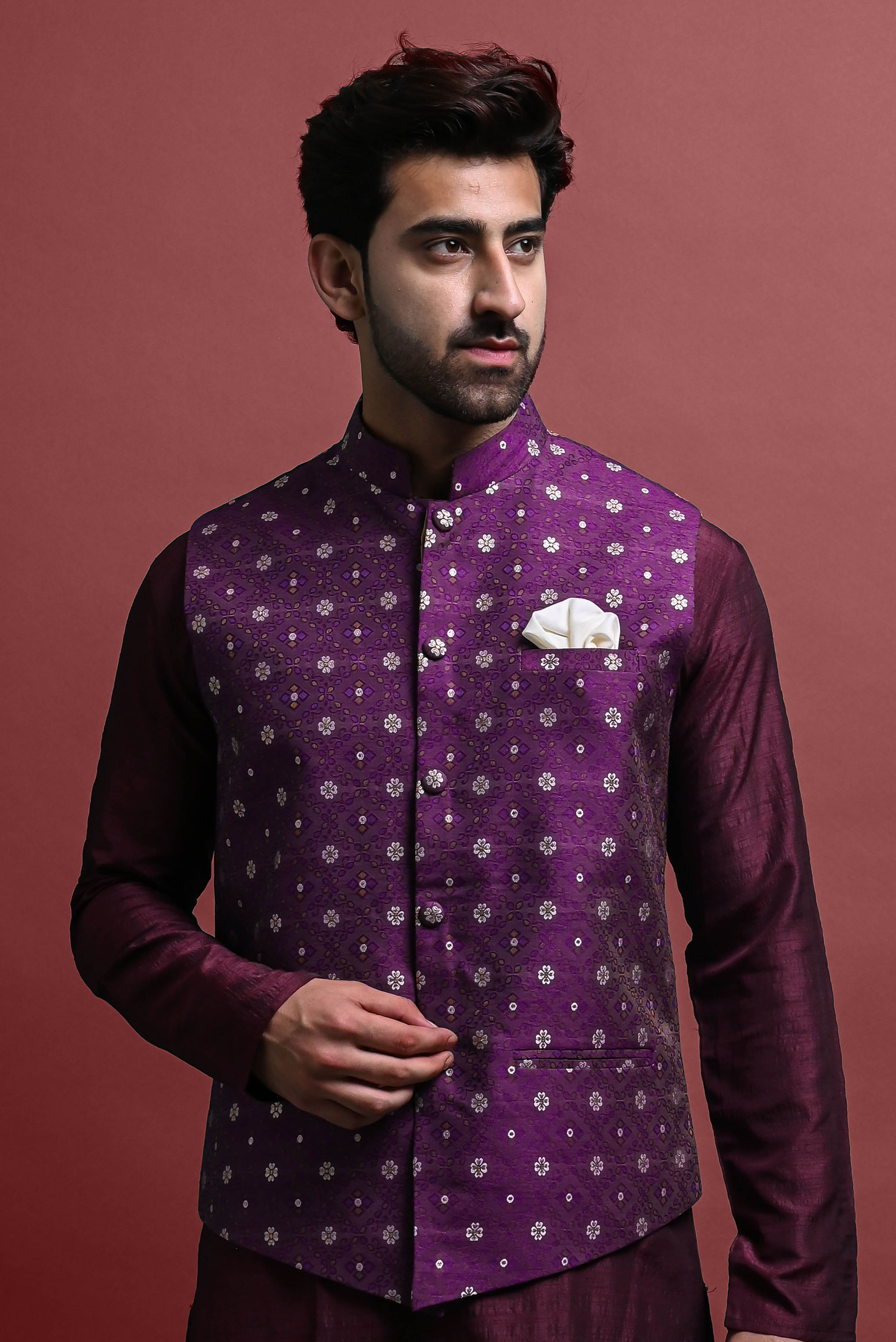 Kurta Churidar With Jacket Set For Men Vesham Retails