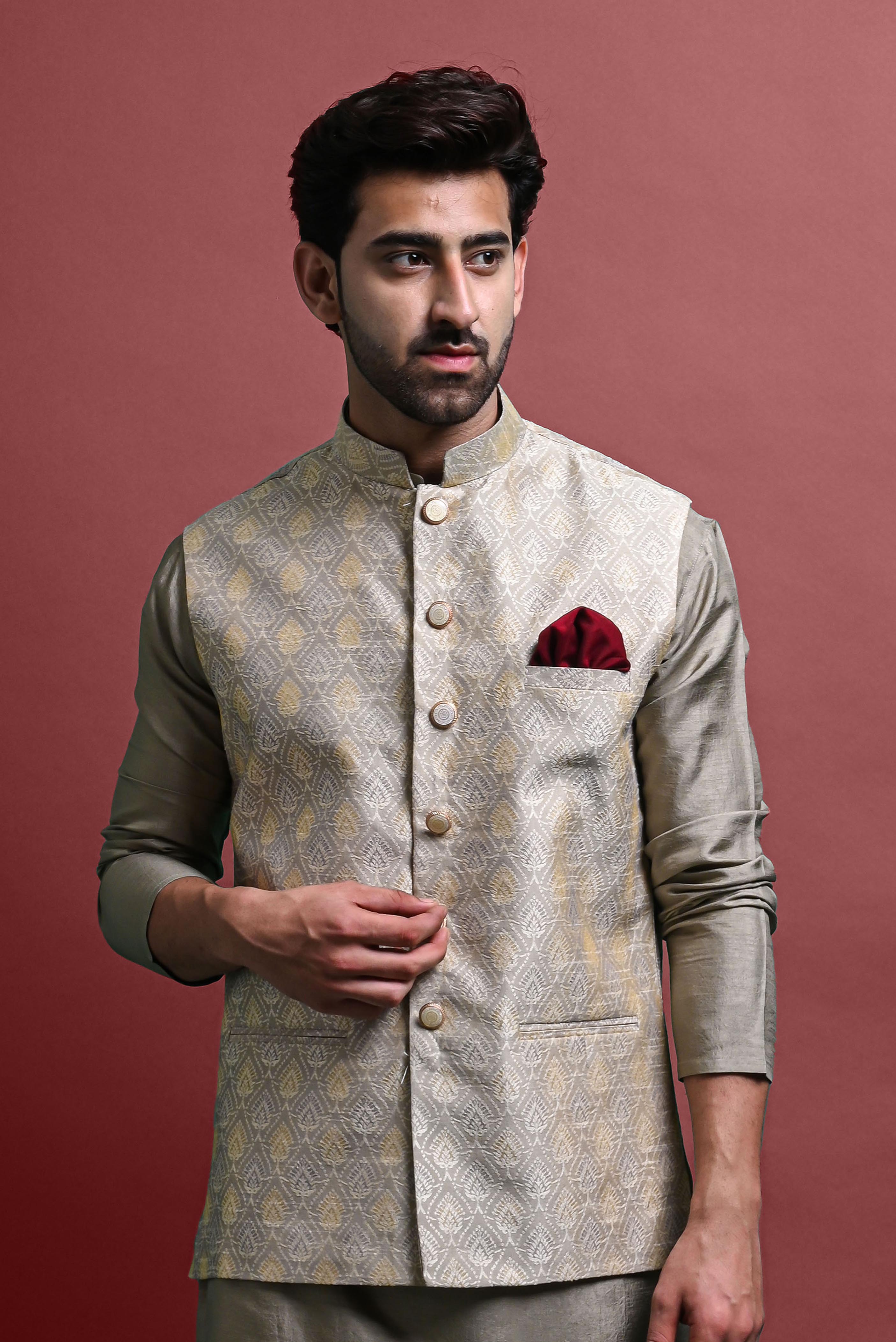 Kurta Churidar With Jacket Set For Men Vesham Retails