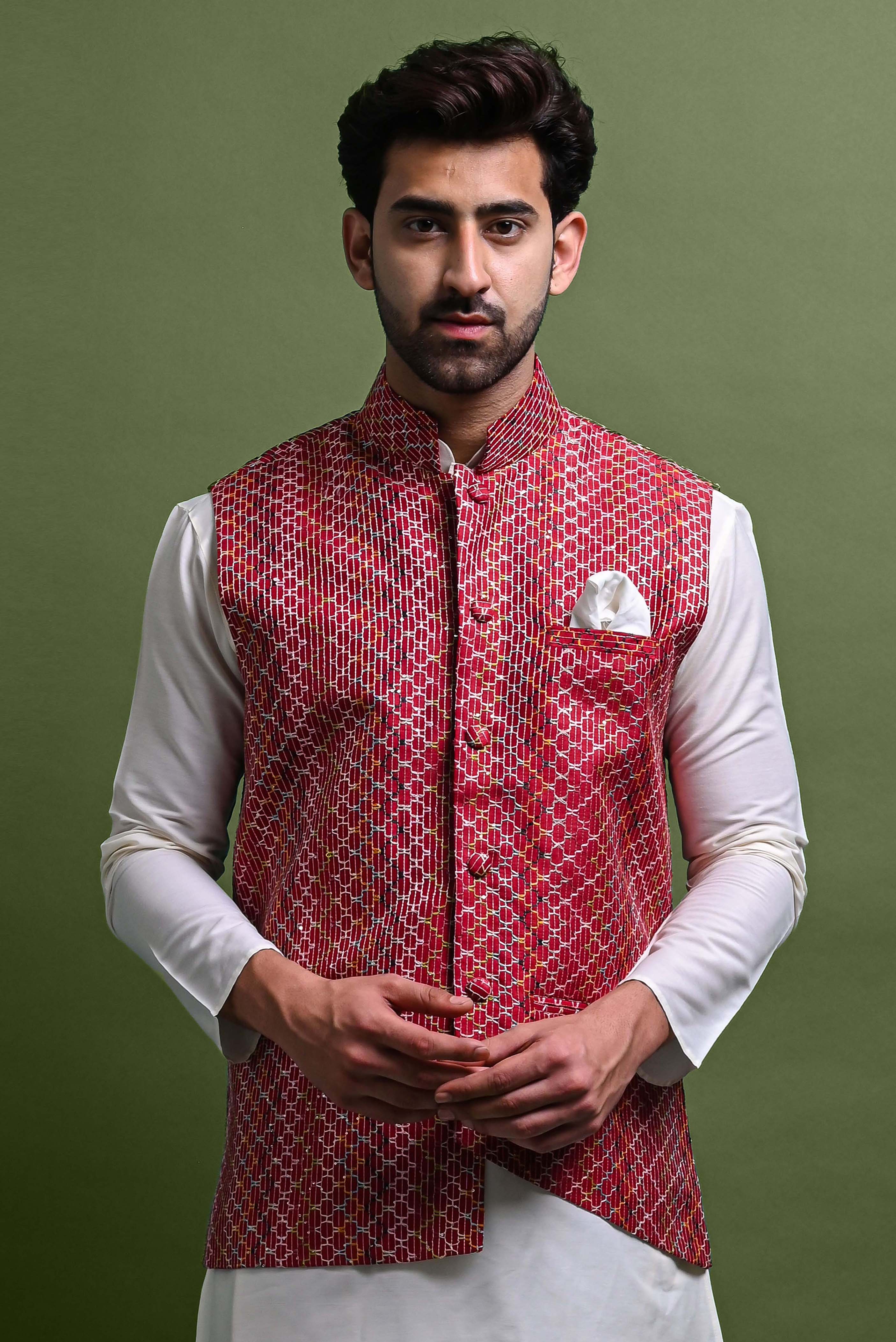 Kurta Churidar With Jacket Set For Men Vesham Retails