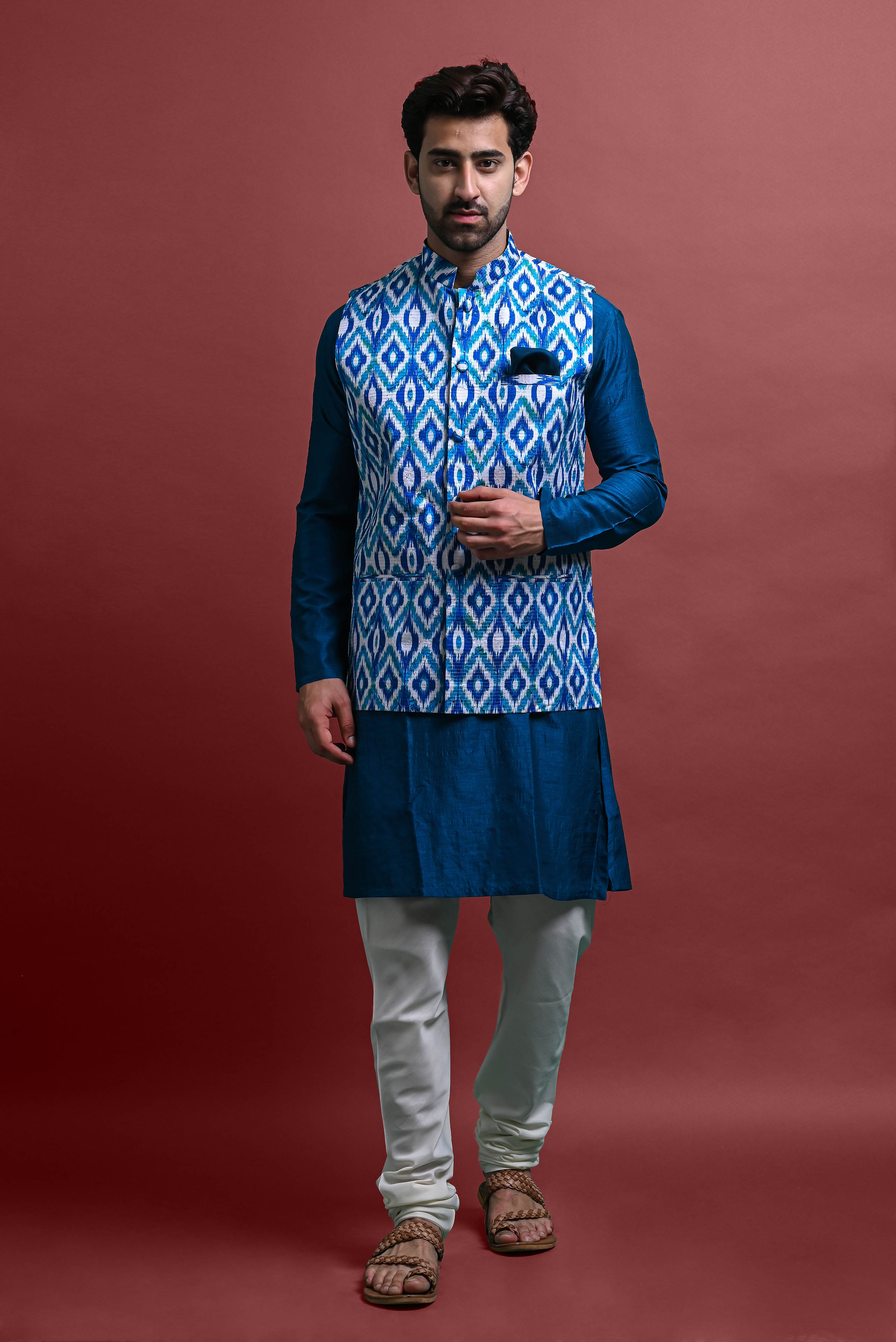 Kurta Churidar With Jacket Set For Men Vesham Retails