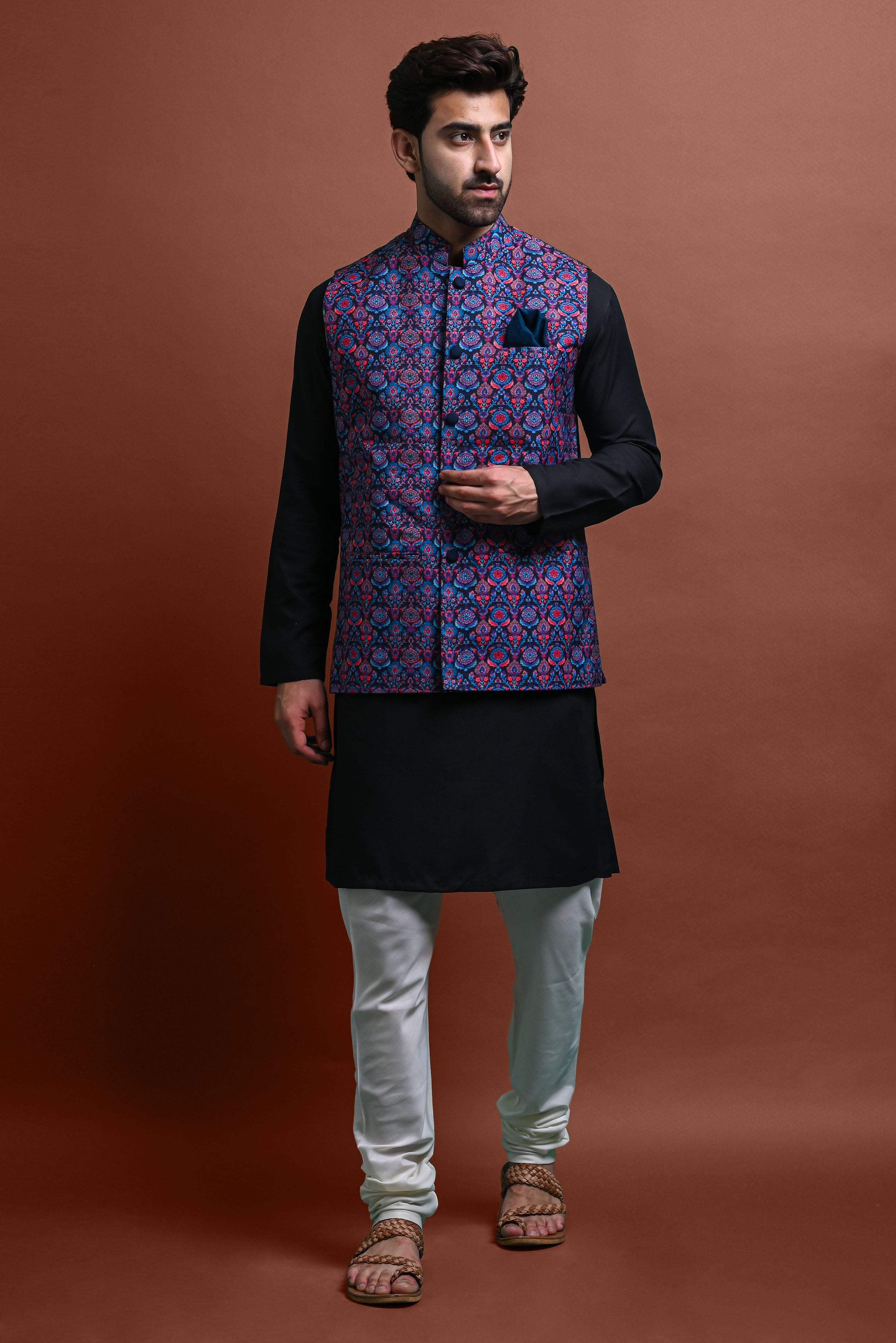 Kurta Churidar With Jacket Set For Men Vesham Retails