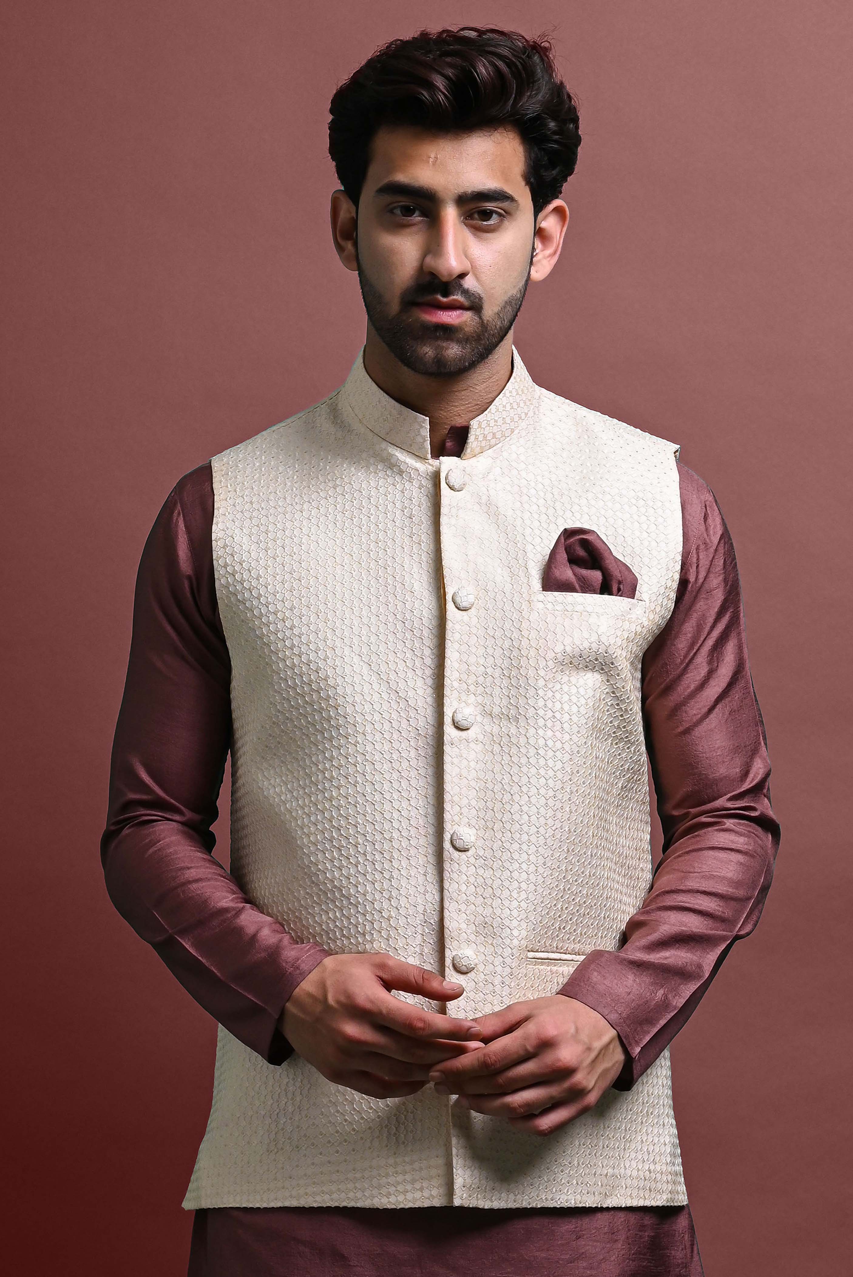 Kurta Churidar With Jacket Set For Men Vesham Retails