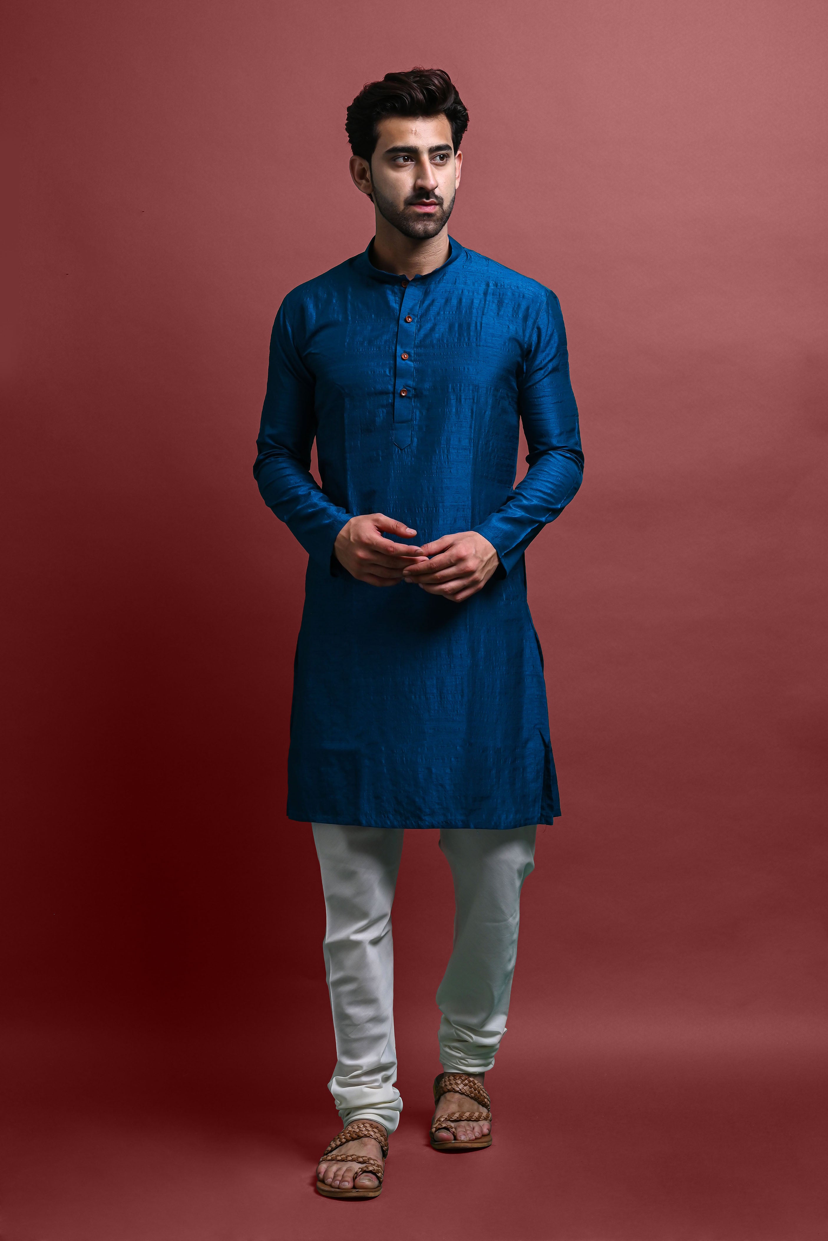 Green Solid Kurta With Pajama Set For Men Vesham Retails