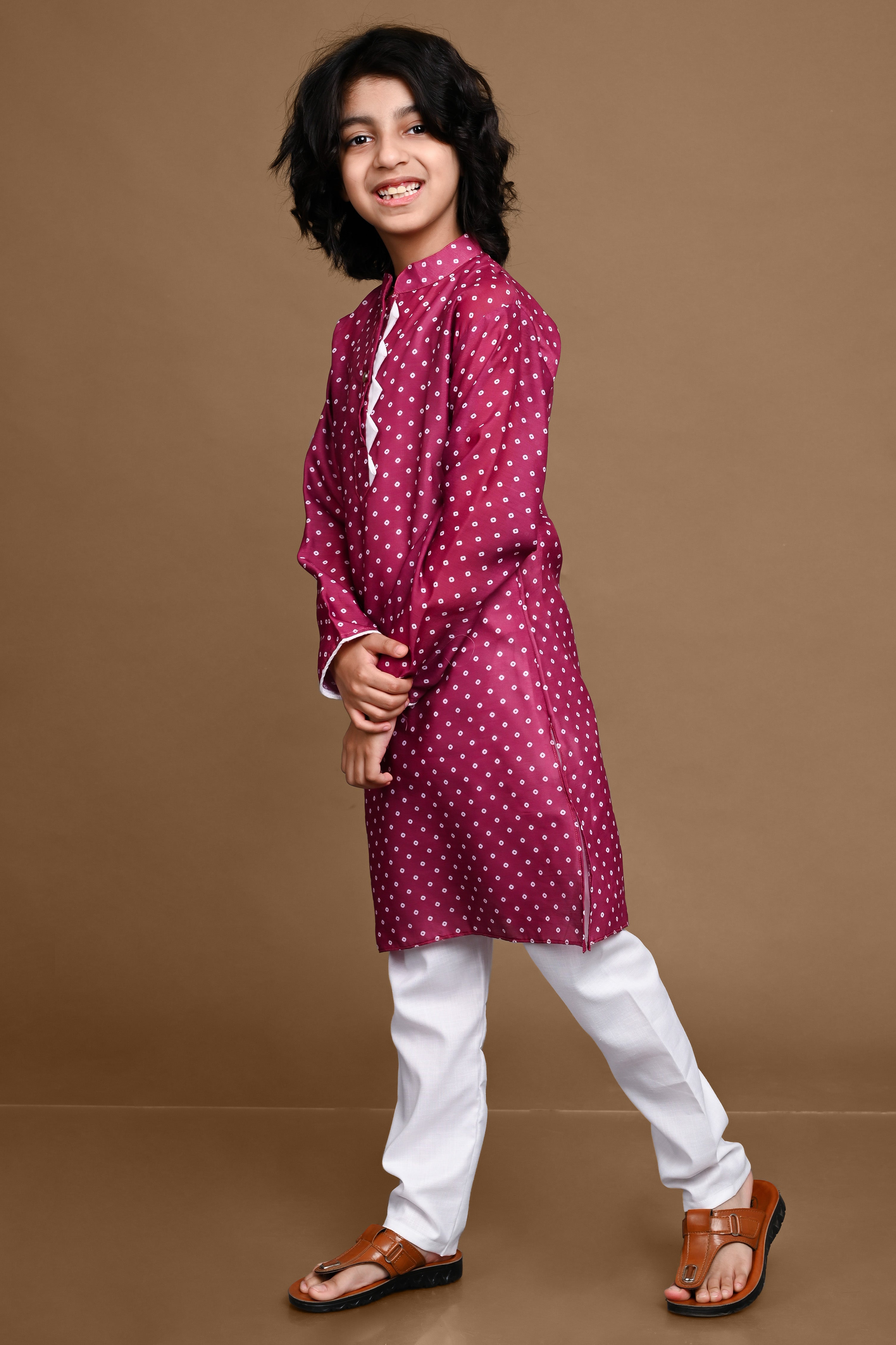 Cotton Blend Printed Purple Kurta Pajama Set Vesham Retails