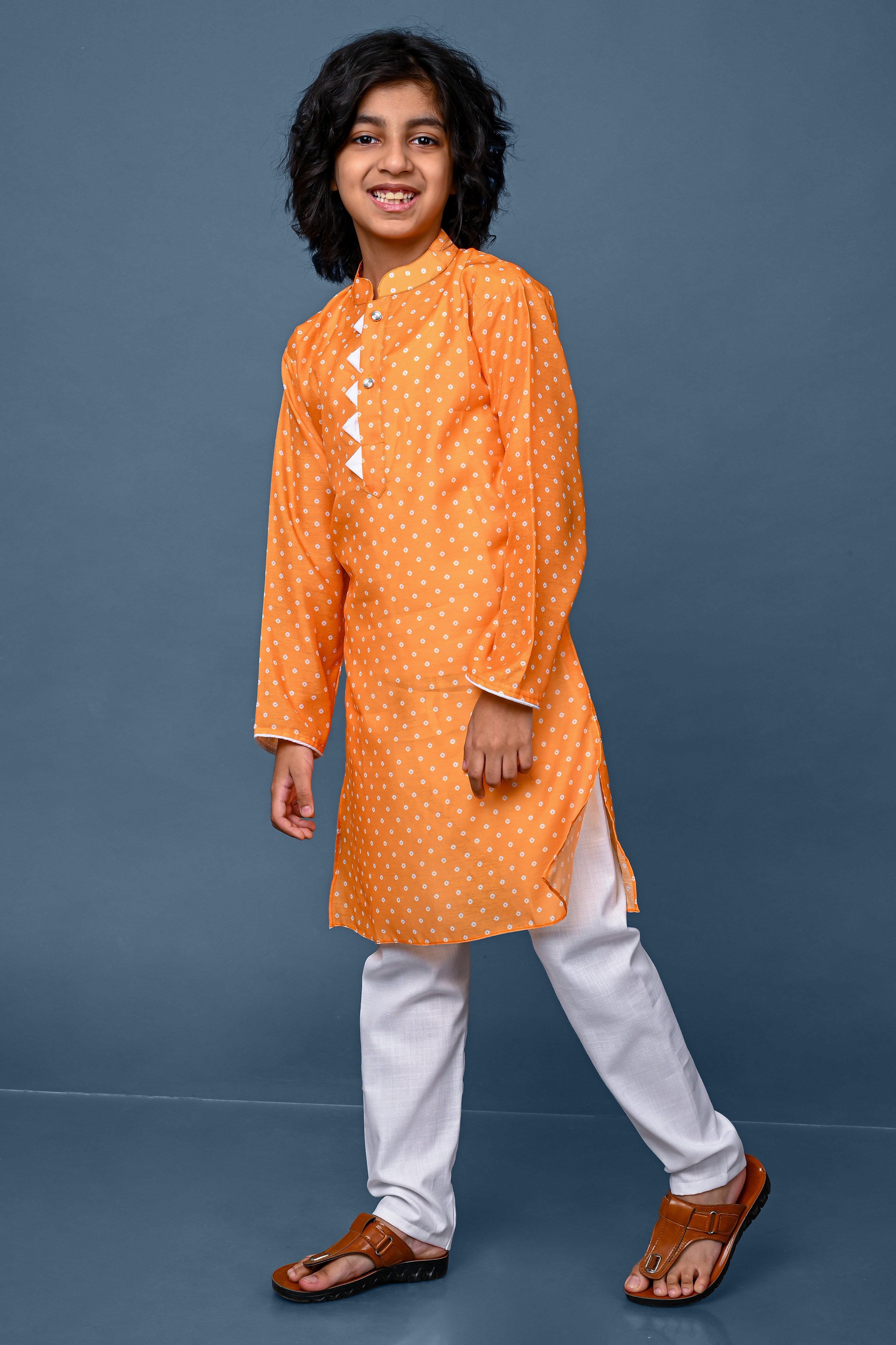 Cotton Blend Printed Yellow Kurta Pajama Set Vesham Retails