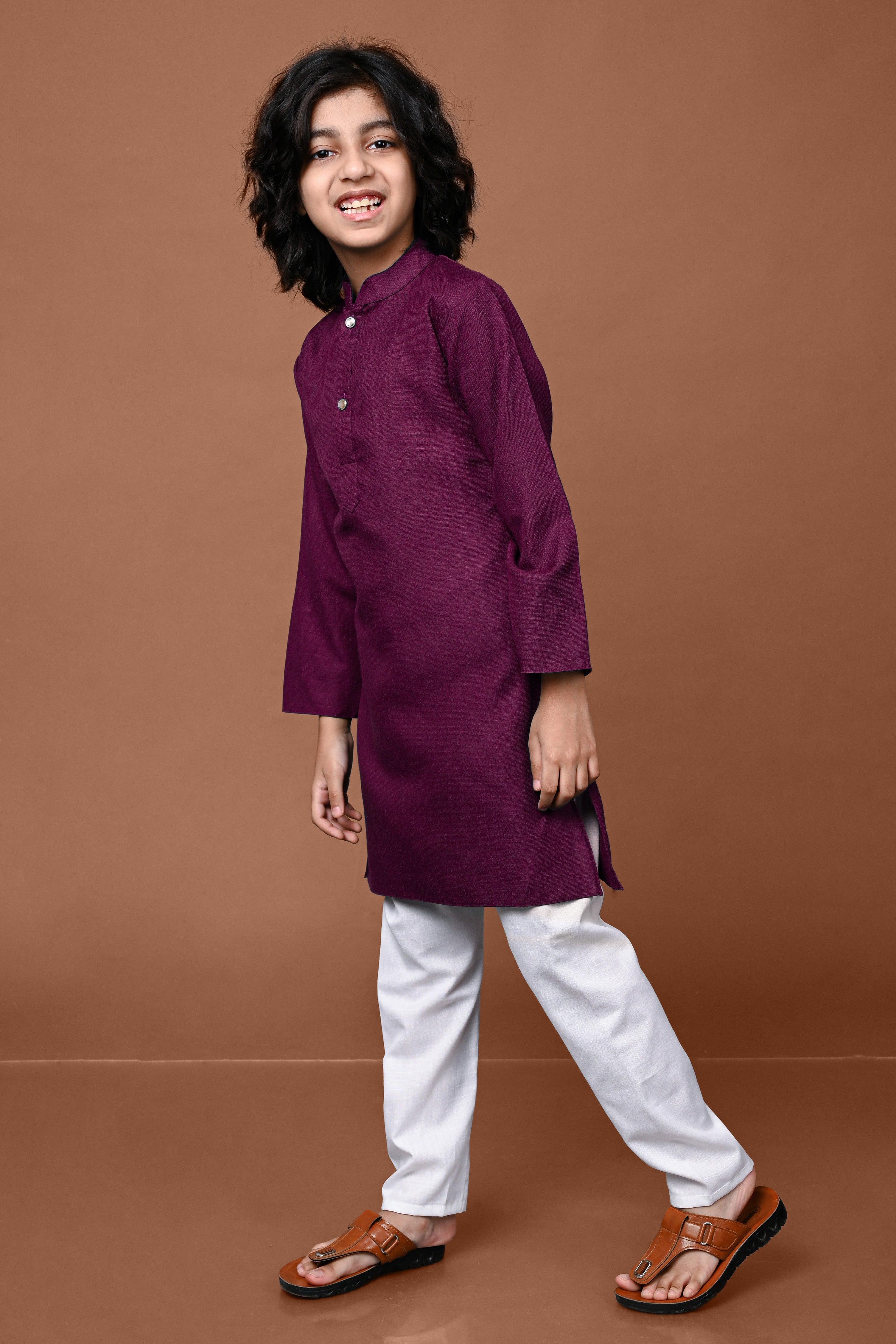 Wine Solid Boys Kurta Pajama Set Vesham Retails