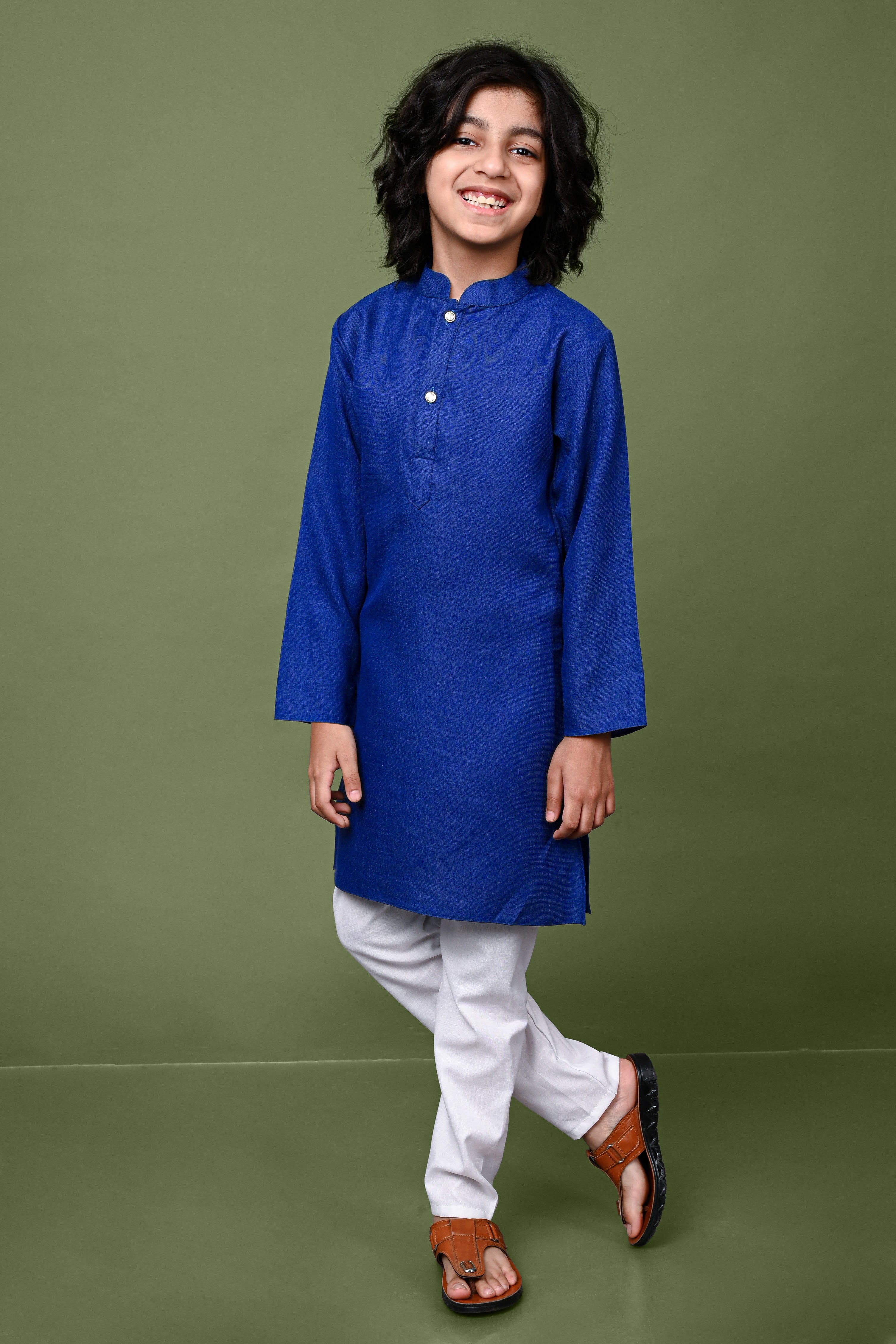 Blue Solid Boys Kurta Pajama Set Vesham Retails