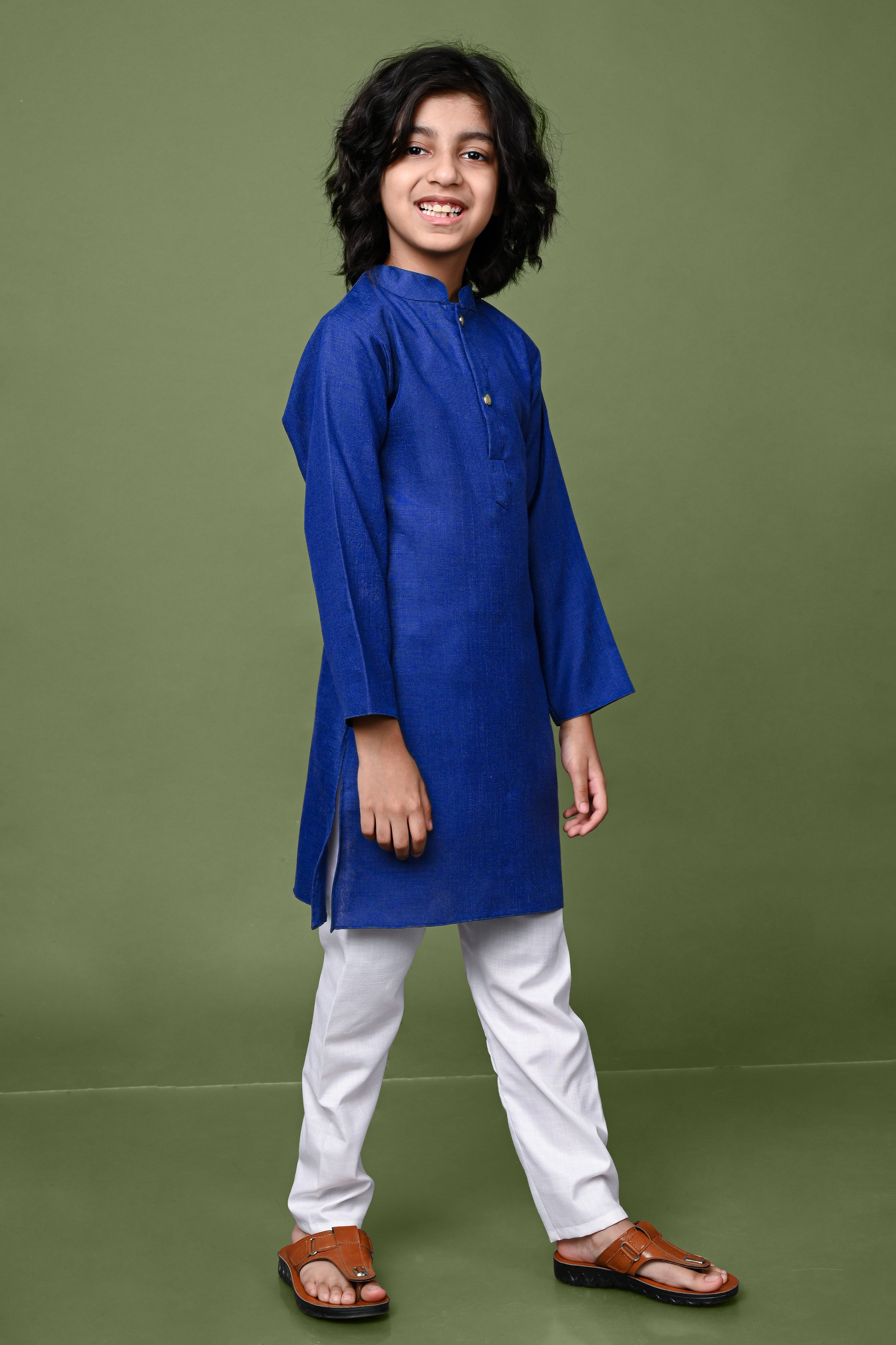 Blue Solid Boys Kurta Pajama Set Vesham Retails