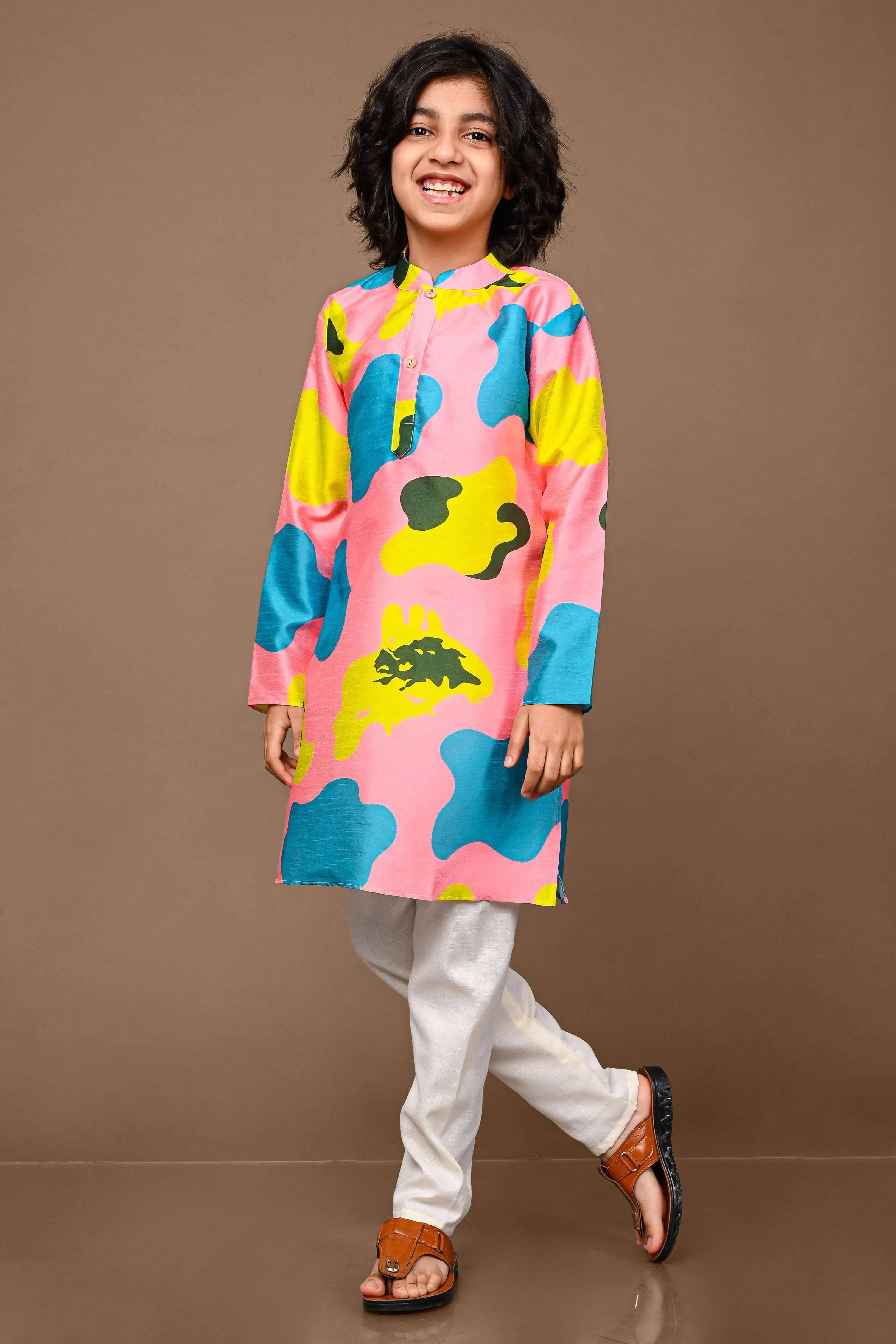 Peach Printed Cotton Blend  Kurta With Pajama Set Vesham Retails