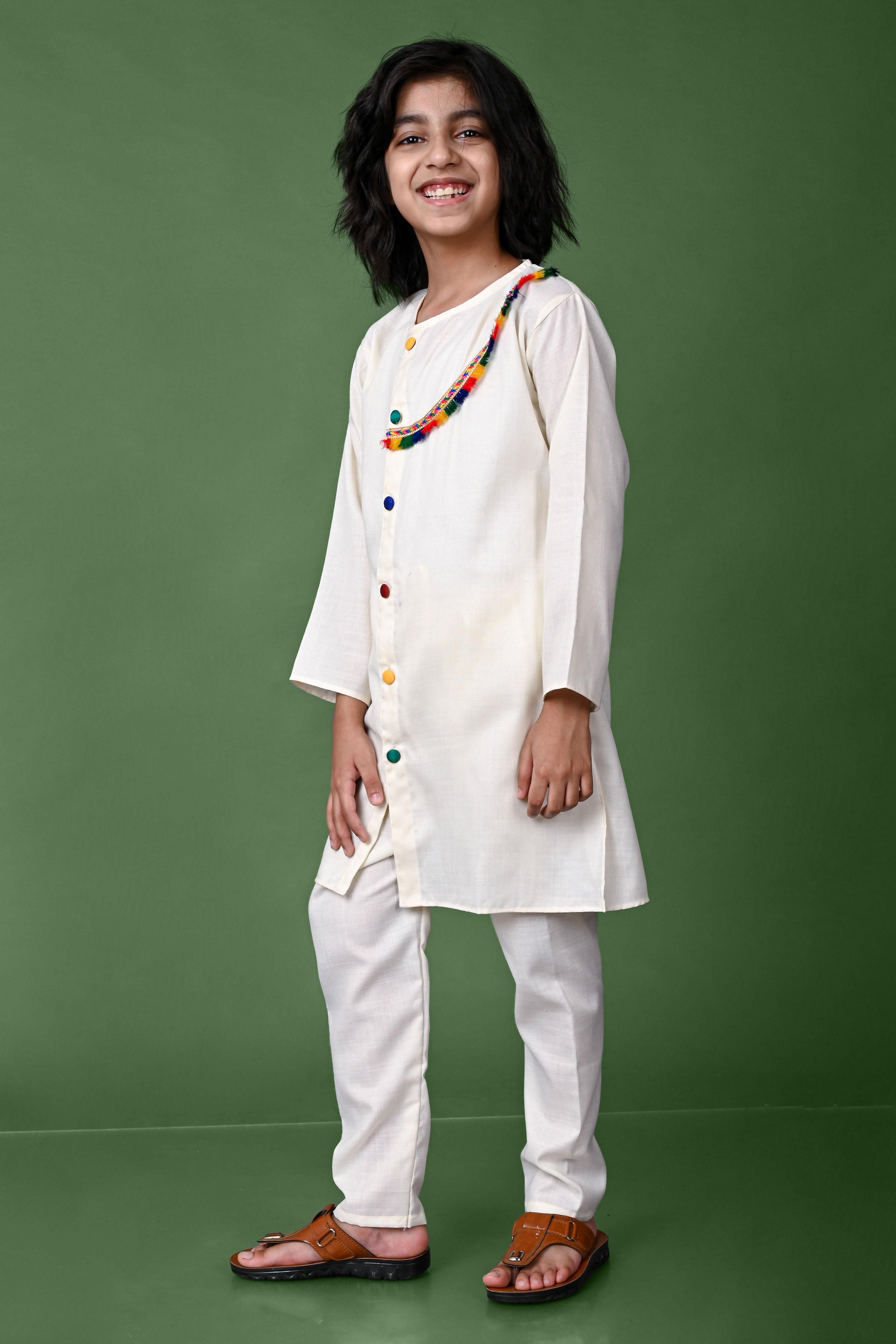 Beige Lace Work Kurta And Pajama Set Vesham Retails