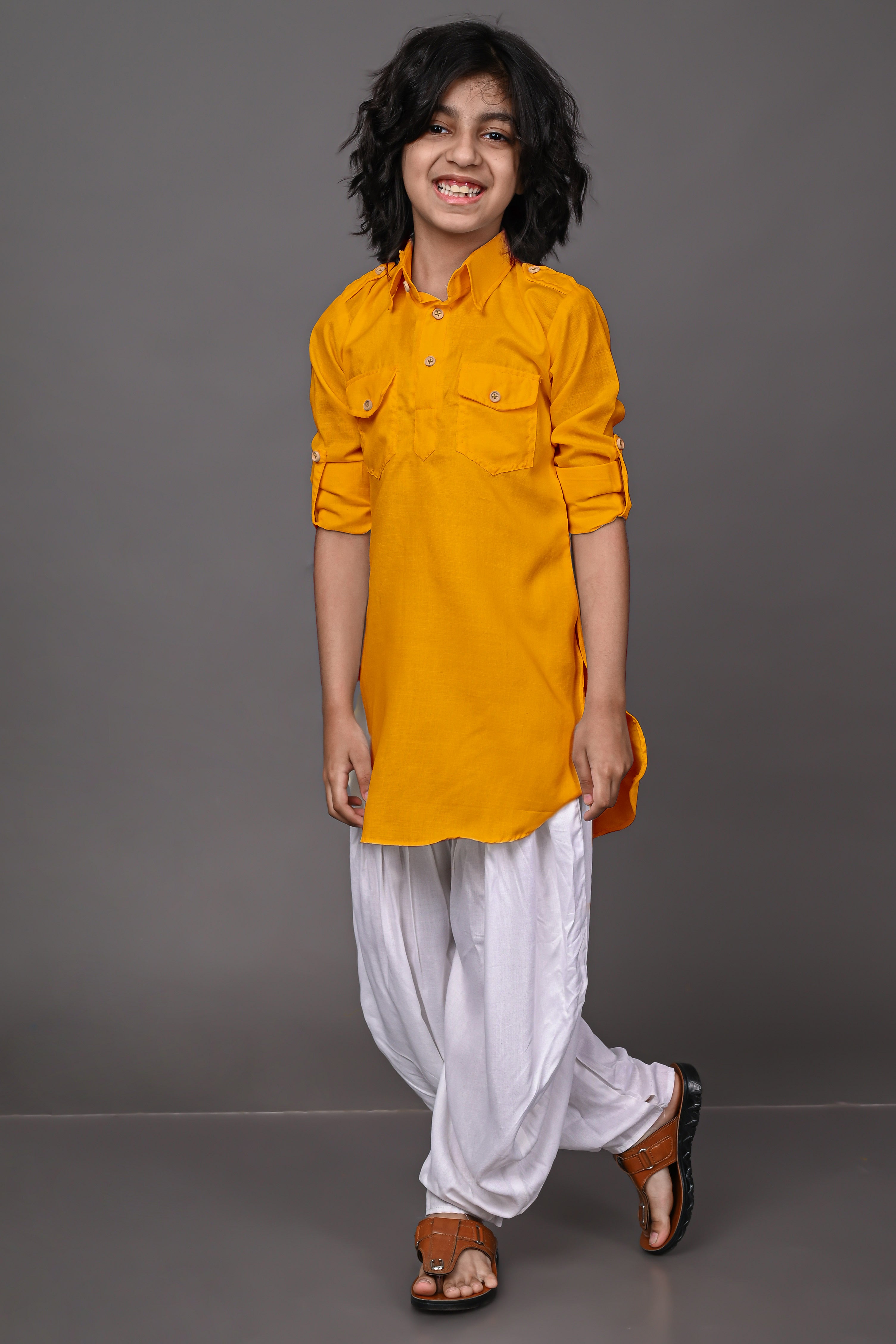 Kids Yellow Pathani Set Vesham Retails