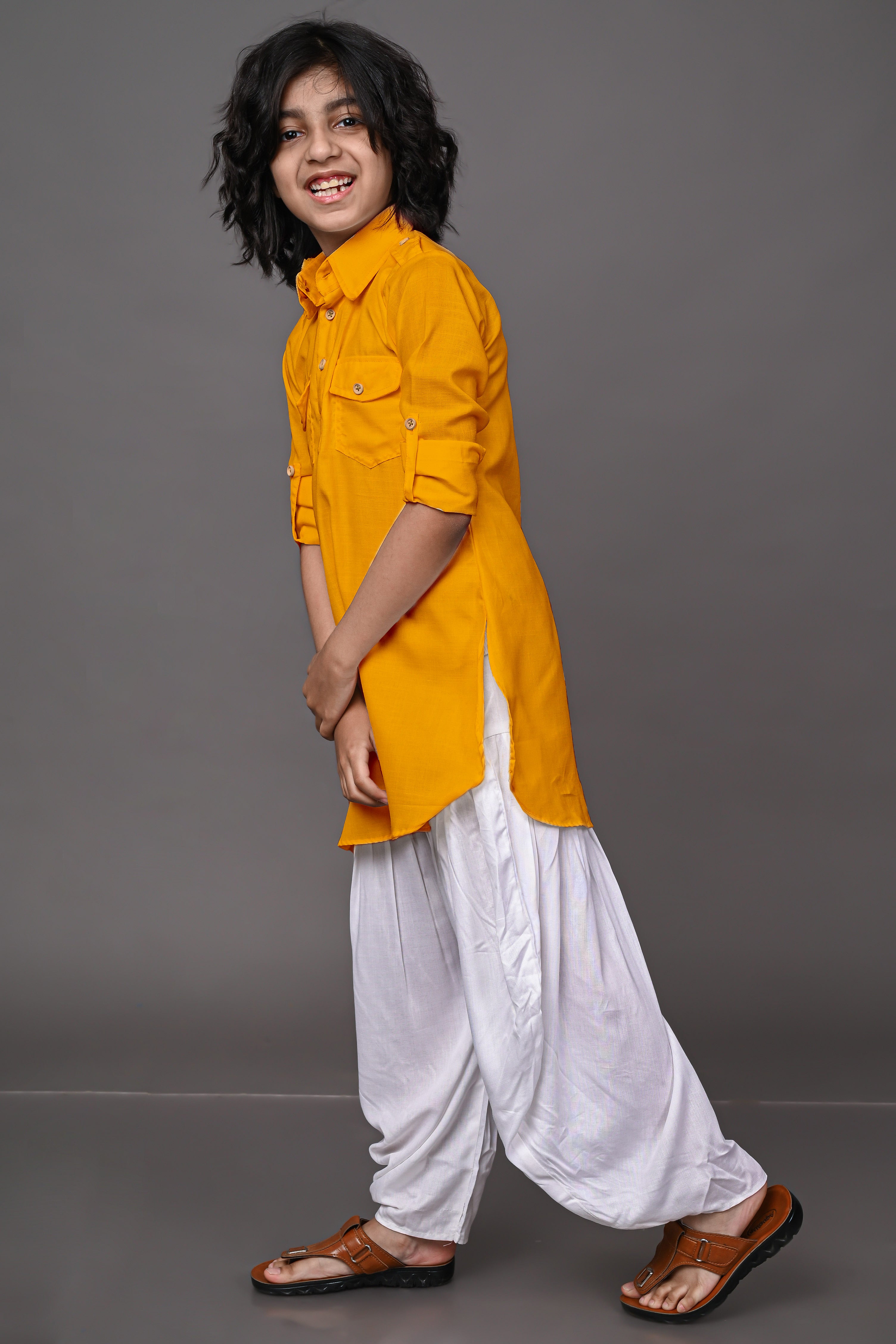 Kids Yellow Pathani Set Vesham Retails