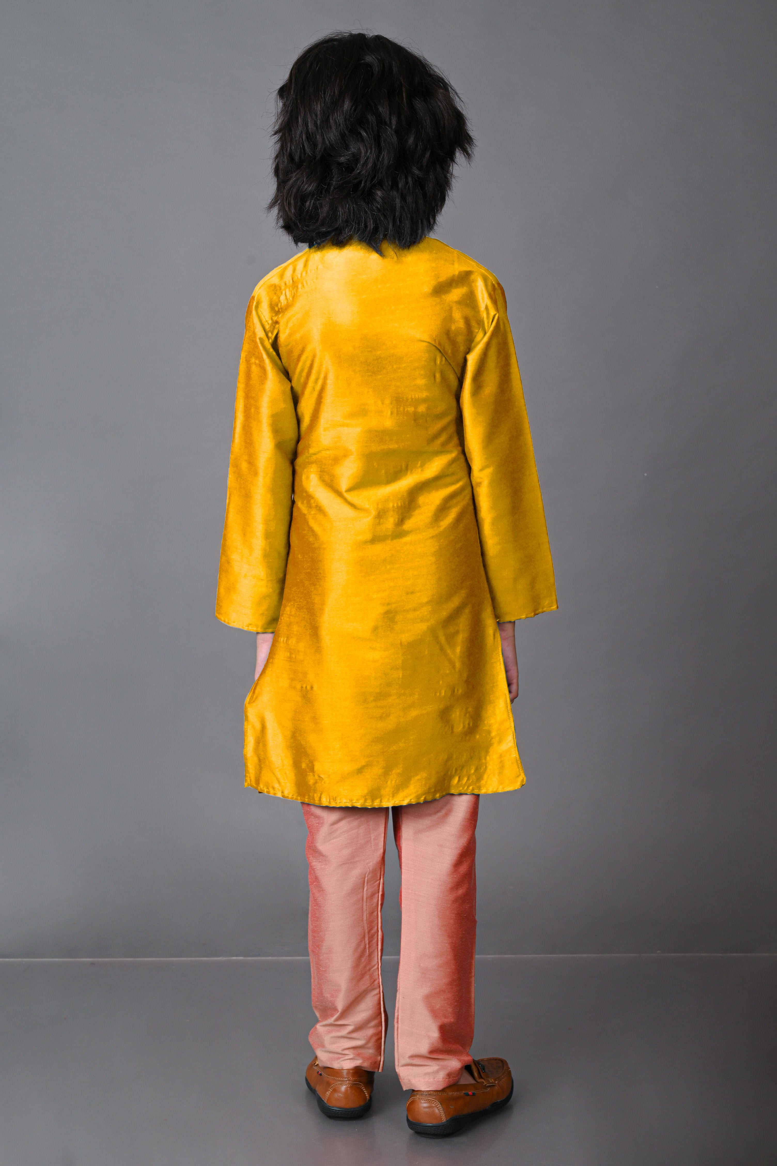 Cotton Silk Yellow Kurta with Pajama Set Vesham Retails