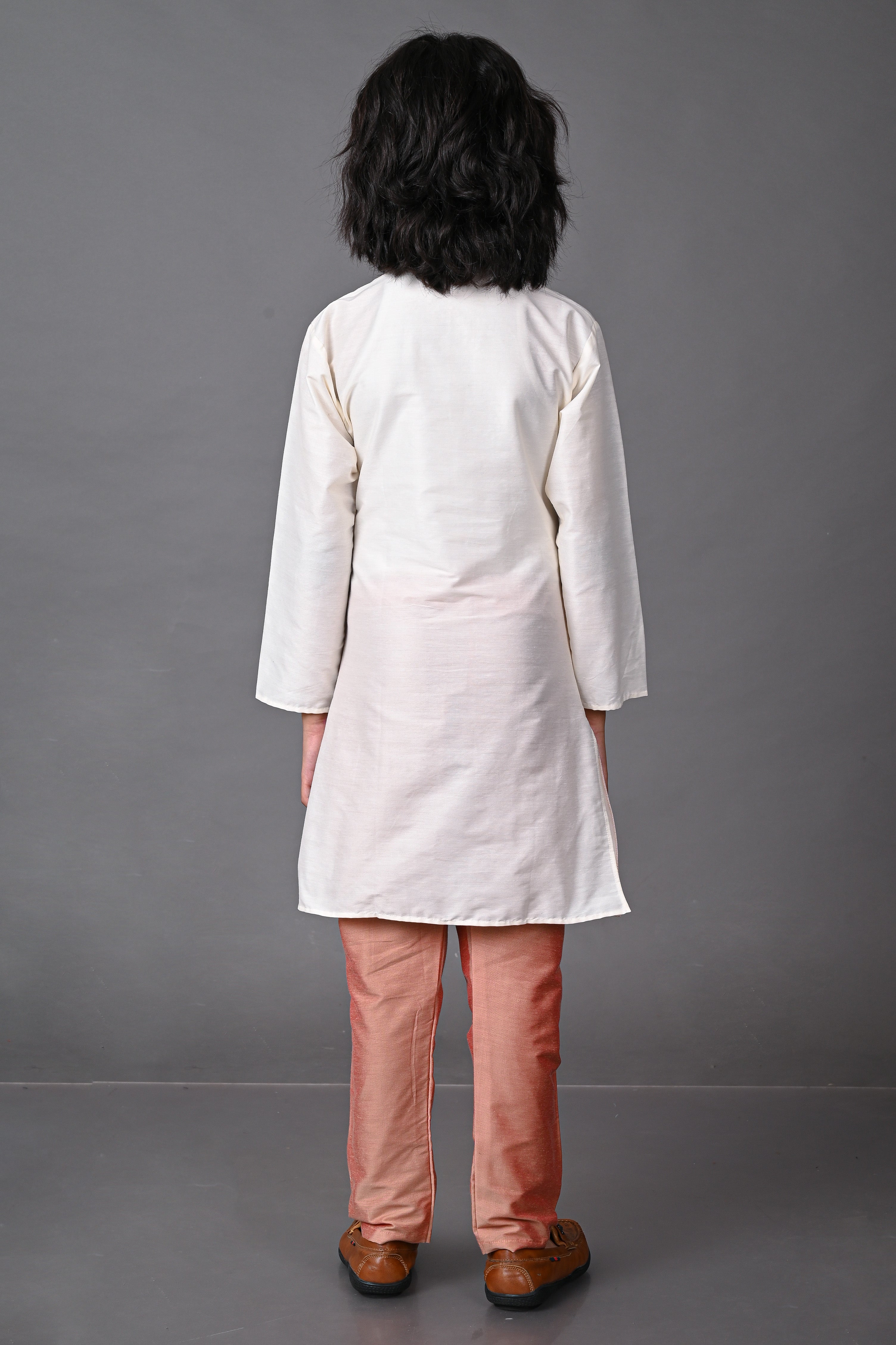 Cotton Silk White Kurta with Pajama Set Vesham Retails