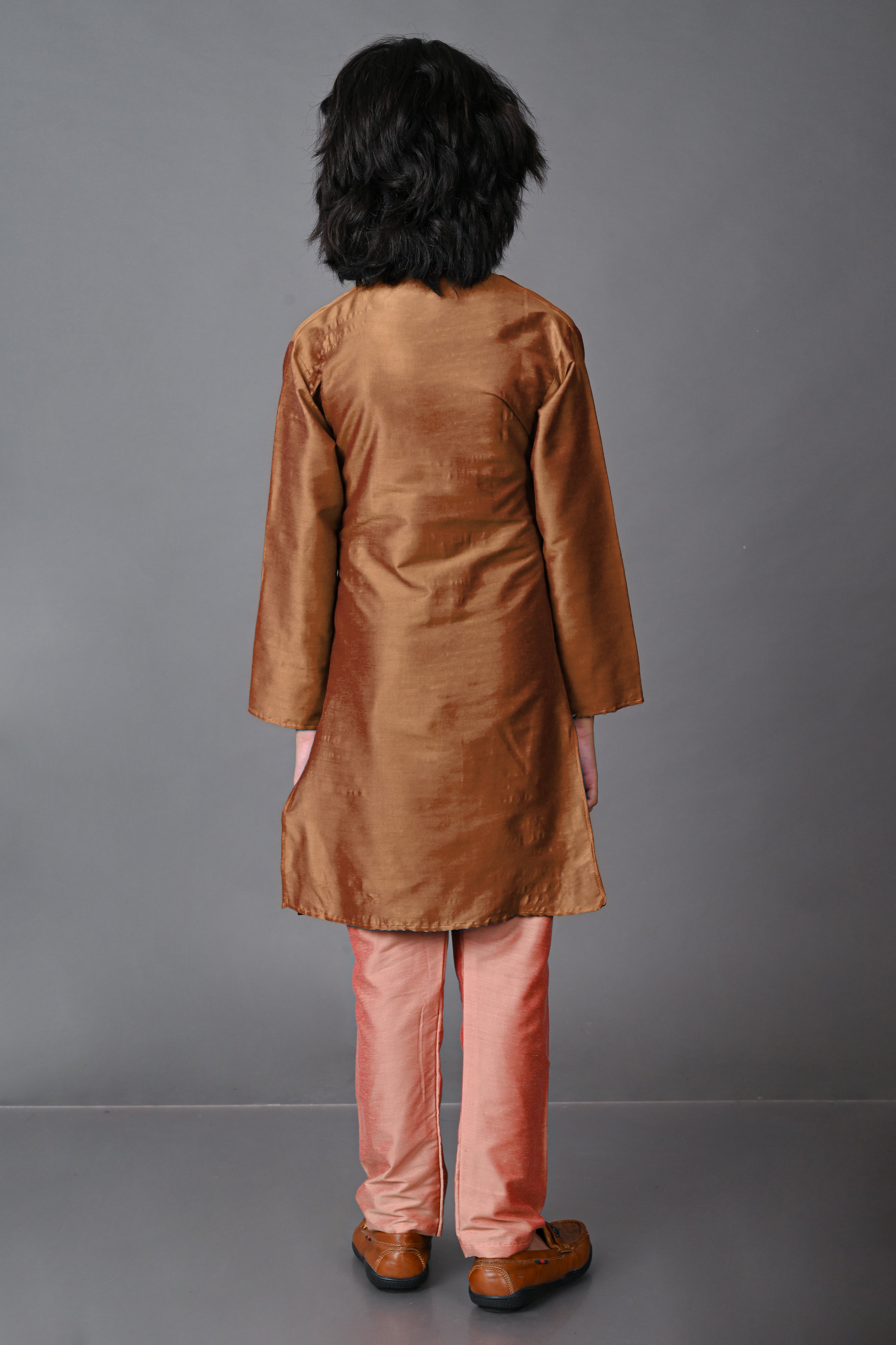 Cotton Silk Brown Kurta with Pajama Set Vesham Retails